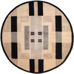 9’x9’ Contemporary Tan Tibetan Wool Hand-Knotted Rug