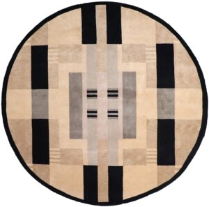9’x9’ Contemporary Tan Tibetan Wool Hand-Knotted Rug