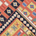 5’8”x7’11” Persian Kilim Orange-Red Wool Hand-Knotted Rug - Image 4