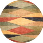 9’x9' Contemporary Green Tibet Wool Hand-Knotted Rug