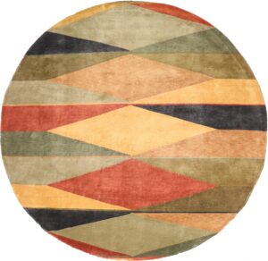 9’x9' Contemporary Green Tibet Wool Hand-Knotted Rug