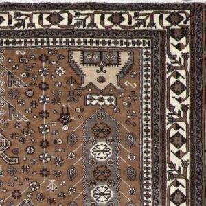 7’2”x10’6” Persian Traditional Brown Wool Hand-Knotted Rug
