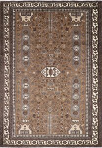 7’2”x10’6” Persian Traditional Brown Wool Hand-Knotted Rug