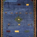 6'8"x10'3" Traditional Persian Gabbeh Blue Wool Hand-Knotted Rug