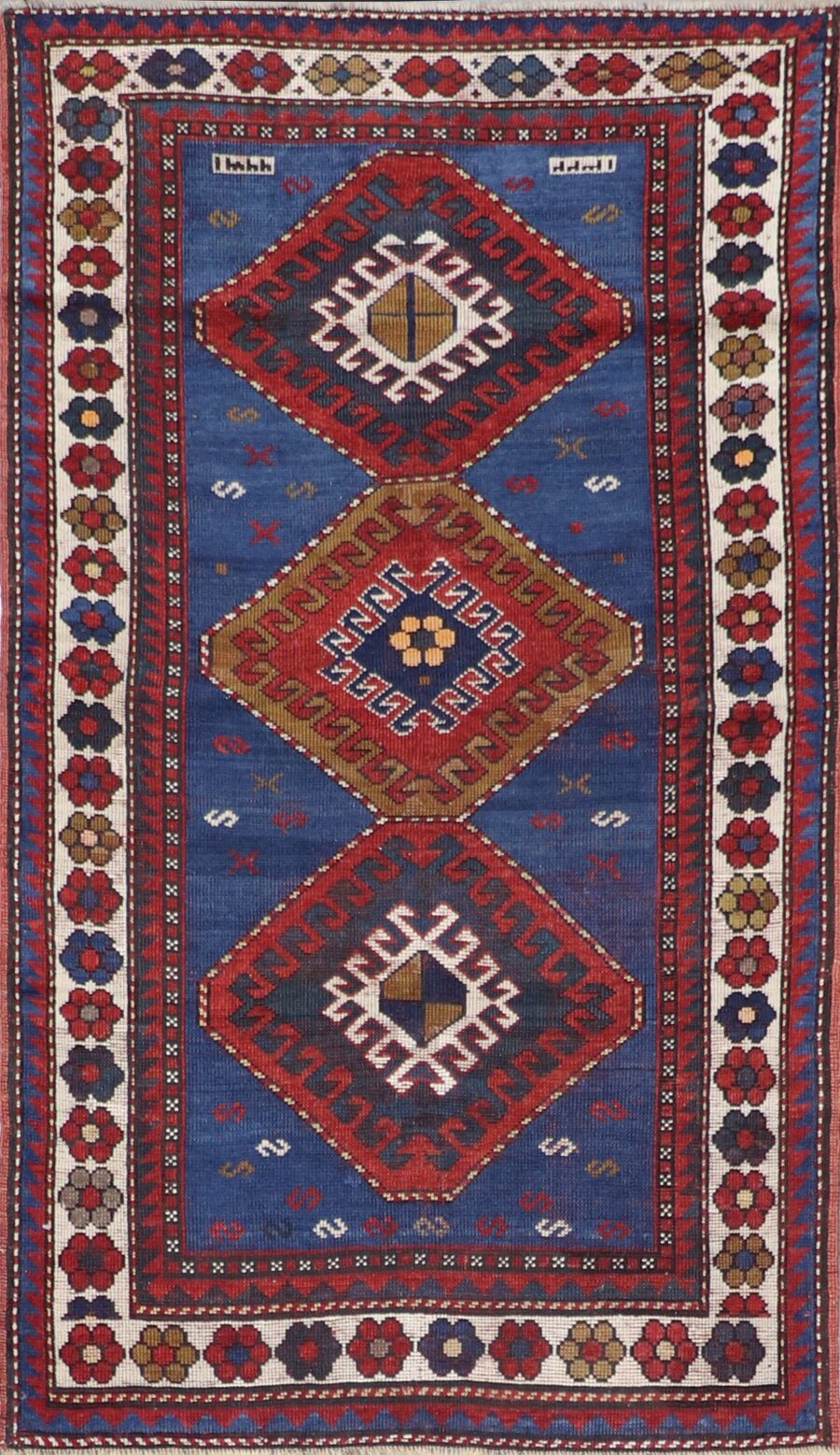 3’9”x6’8” Traditional Persian Tribal Blue & Red Wool Hand-Knotted Rug - Direct Rug Import | Rugs in Chicago, Indiana,South Bend,Granger