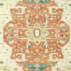 9’8”x9’10” Traditional Tan Wool Hand-Knotted Rug