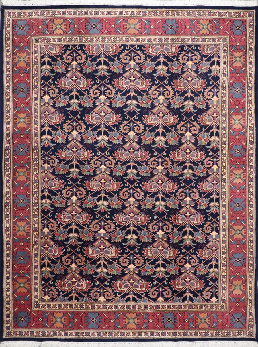 8’5”x11’5” Traditional Navy & Pink Wool Hand-Knotted Rug - Direct Rug Import | Rugs in Chicago, Indiana,South Bend,Granger