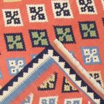3’10”x5’9” Persian Kilim Orange Wool Hand-Knotted Rug - Image 4
