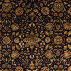 9’x9' Traditional Navy Tabriz Wool & Silk Hand-Knotted Rug