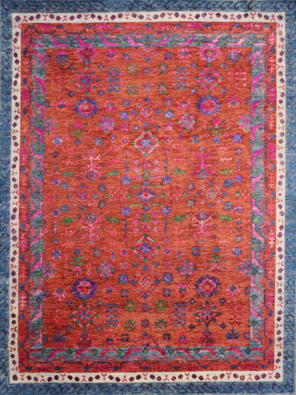 9’x12’1” Traditional Orange-Red Wool Hand-Knotted Rug - Direct Rug Import | Rugs in Chicago, Indiana,South Bend,Granger
