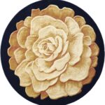 6’5”x6’5” Decorative Navy & Tan Wool Hand-Finished Round Rug - Direct Rug Import | Rugs in Chicago, Indiana,South Bend,Granger