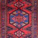 7'5"x10'7" Persian Tribal Red Wool Hand-Knotted Rug
