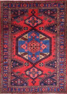 7'5"x10'7" Persian Tribal Red Wool Hand-Knotted Rug