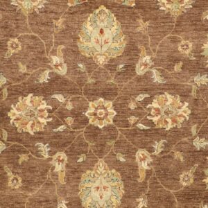 9’3”x9'3" Decorative Brown Hand-Spun Wool Hand-Knotted Rug