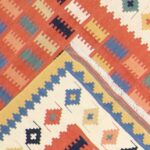 3’5”x4’10” Persian Kilim Orange Wool Hand-Knotted Rug - Image 4