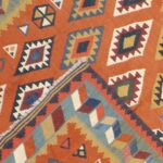 5’8”x8’1” Persian Kilim Orange Wool Hand-Knotted Rug - Image 4