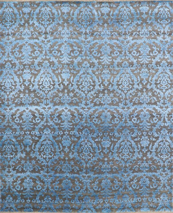 8’x9’10” Transitional Blue Wool & Silk Hand-Knotted Rug - Direct Rug Import | Rugs in Chicago, Indiana,South Bend,Granger