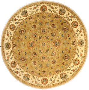 9’x9' Decorative Gold Hand-Spun Wool Hand-Knotted Rug