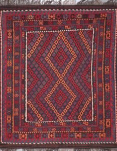 6’7”x8’2” Persian Kilim Red Wool Hand-Knotted Rug