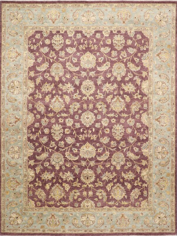 8’10”x12’ Traditional Purple & Tan Wool Hand-Knotted Rug - Direct Rug Import | Rugs in Chicago, Indiana,South Bend,Granger