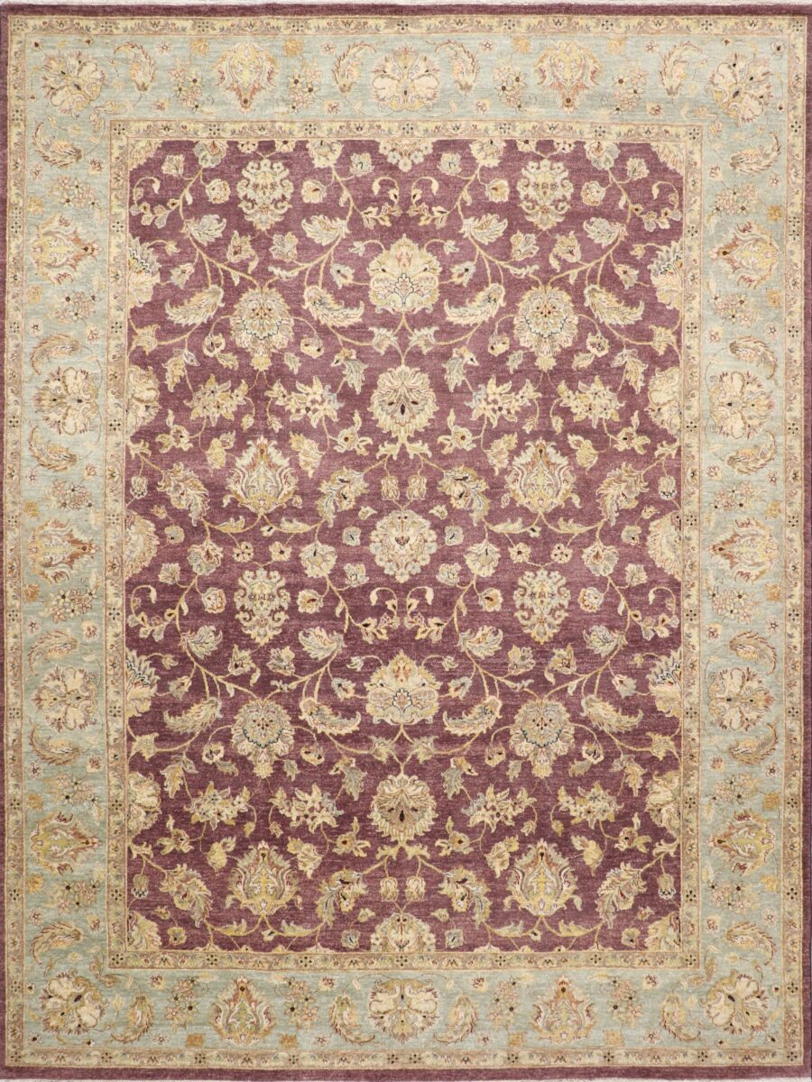 8’10”x12’ Traditional Purple & Tan Wool Hand-Knotted Rug - Direct Rug Import | Rugs in Chicago, Indiana,South Bend,Granger