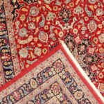 6’9”x10’ Traditional Navy and Red Wool Hand-Knotted Rug - Image 4