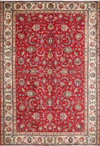 7’2”x10’4” Persian Traditional Red Wool Hand-Knotted Rug