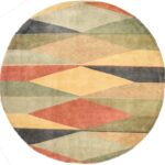 9’3”x9'3" Contemporary Green Tibet Wool Hand-Knotted Rug