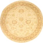 8’10”x8’10" Decorative Ivory Hand-Spun Wool Hand-Knotted Rug