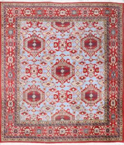 8'1"x9'2" Persian Traditional Light Blue Wool Hand-Knotted Rug