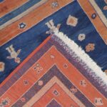 4’7”X5’ Traditional Blue Afghan Wool Hand-Knotted Rug - Image 4