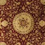 9’3”x9’3” Traditional Burgundy Wool & Silk Hand-Knotted Rug - Image 2