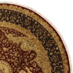 9’3”x9’3” Traditional Burgundy Wool & Silk Hand-Knotted Rug - Image 3