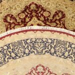 9’3”x9’3” Traditional Burgundy Wool & Silk Hand-Knotted Rug - Image 4