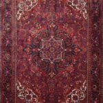 6’8”x10’1” Persian Traditional Medallion Red Wool Hand-Knotted Rug