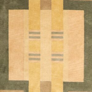 9’x9' Contemporary Green Tibet Wool Hand-Knotted Rug