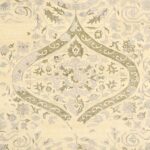 8'4"x10'3" Transitional Ivory Wool & Silk Hand-Knotted Rug - Image 2
