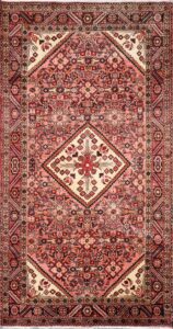 5’2”x10’3”. Traditional Red Persian Wool Hand-Knotted Runner
