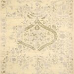 8'4"x10'3" Transitional Ivory Wool & Silk Hand-Knotted Rug