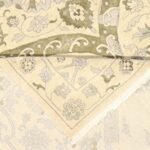 8'4"x10'3" Transitional Ivory Wool & Silk Hand-Knotted Rug - Image 5