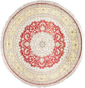9’4”x9’4” Decorative Red Silk Hand-Knotted Rug