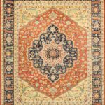 7'11"x10'1" Traditional Orange Serapi Wool Hand-Knotted Rug