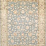 9’x12’ Decorative Teal Wool & Silk Hand-Knotted Rug