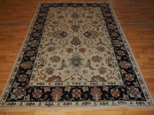 5'2'' X 8' Overall Decorative Kashan Black Rectangular Wool & Silk Rug - Direct Rug Import | Rugs in Chicago, Indiana,South Bend,Granger