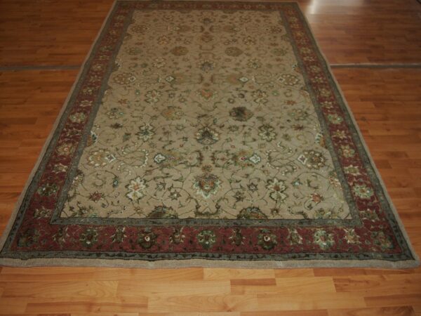5'11'' X 8'11'' Medallion Traditional Tabriz Tan Rectangular Wool & Silk Rug - Direct Rug Import | Rugs in Chicago, Indiana,South Bend,Granger