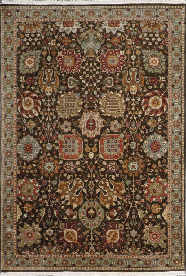 6'1"x8'10" Decorative Green Kashan Wool Hand-Knotted Rug - Direct Rug Import | Rugs in Chicago, Indiana,South Bend,Granger