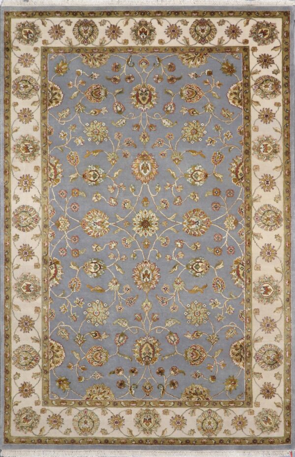5'11"x9' Traditional Gray Tabriz Wool & Silk Hand-Knotted Rug - Direct Rug Import | Rugs in Chicago, Indiana,South Bend,Granger