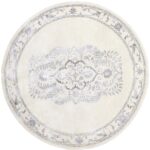 4’11”x4’11” Decorative Ivory Vintage Wool & Silk Hand-Tufted Rug - Direct Rug Import | Rugs in Chicago, Indiana,South Bend,Granger