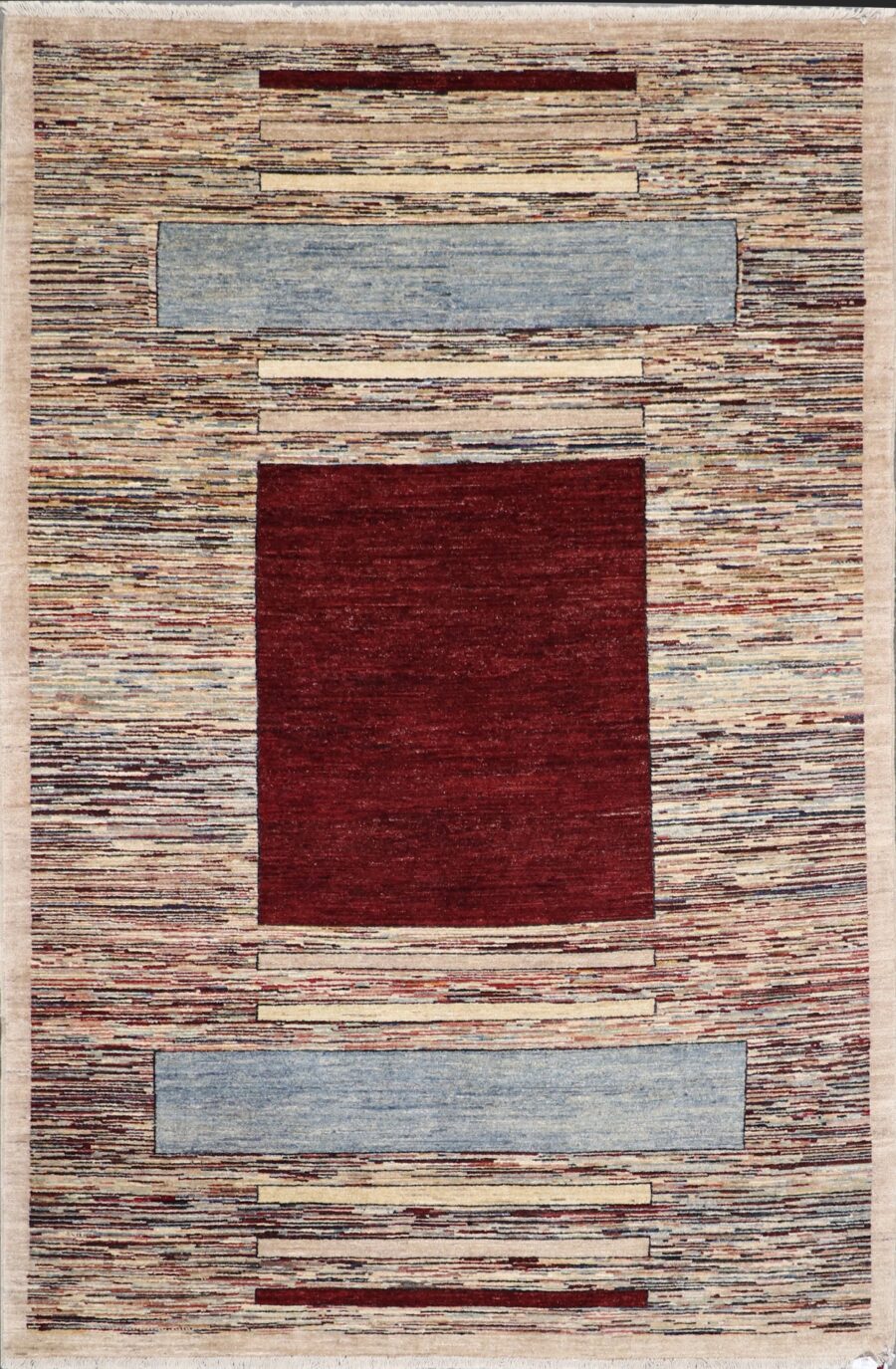 5'7"x8'4" Contemporary Burgundy Wool Hand-Knotted Rug - Direct Rug Import | Rugs in Chicago, Indiana,South Bend,Granger