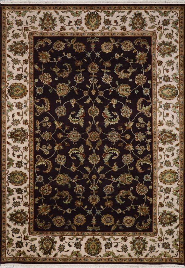 6'3"x8'10" Traditional Brown Tabriz Wol & Silk Hand-Knotted Rug - Direct Rug Import | Rugs in Chicago, Indiana,South Bend,Granger